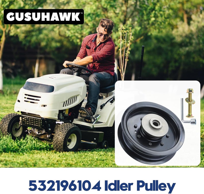 GUSUHAWK 532196104 Husqvarna Idler Pulley Replace Husqvarna 532196104, 532197380, Craftsman 196104, 197380 for RZ5424 RZ4623 YTH2348 YTH24K48 YTH24V48 LGT2554 LGT2654 MZ54 Z246 Z248F Z254 Z254F Mowers - Image 2